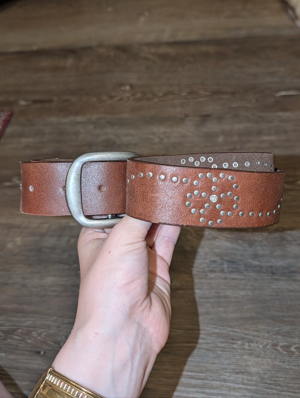 Vintage Curfew Gloral Studded Leather Belt